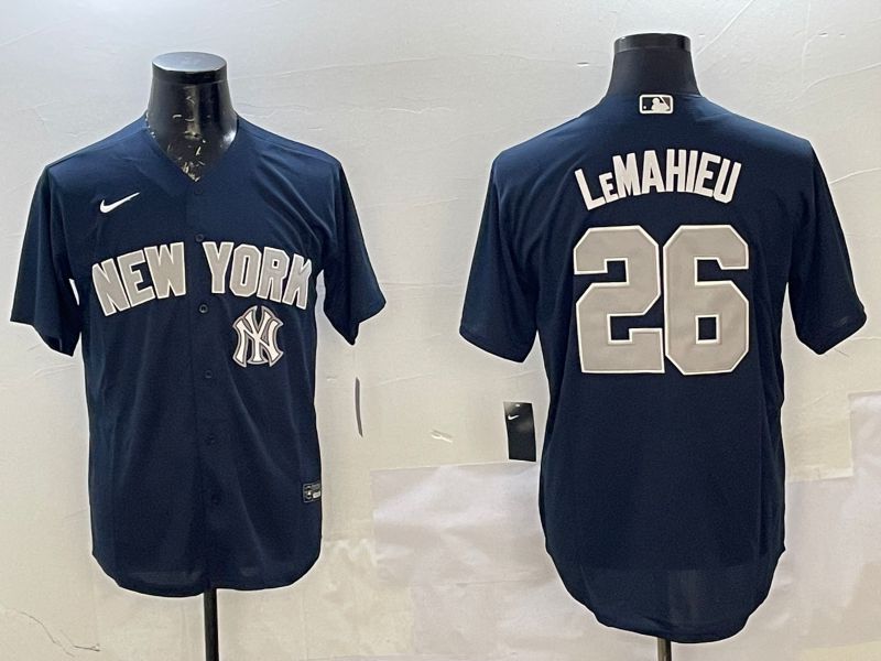 Men New York Yankees #26 Lemahieu Blue Game 2025 Nike MLB Jersey style 5